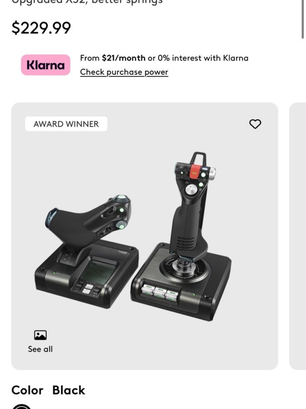 Logitech Black Flight Throttle and Joystick Set